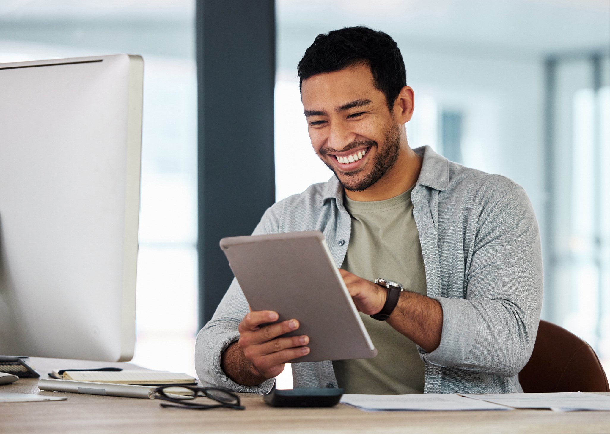 Man on tablet