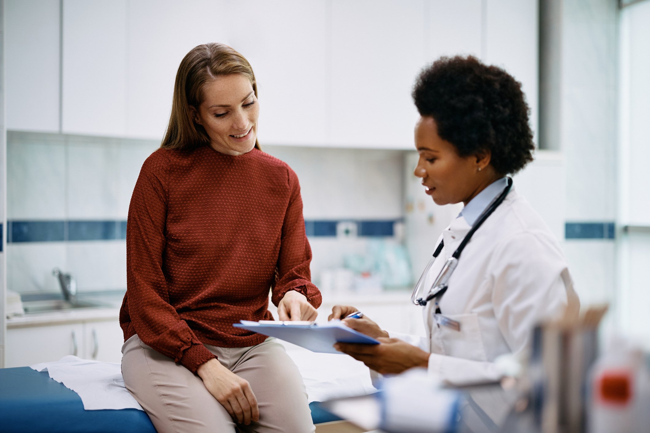 women seeing a doctor in person
